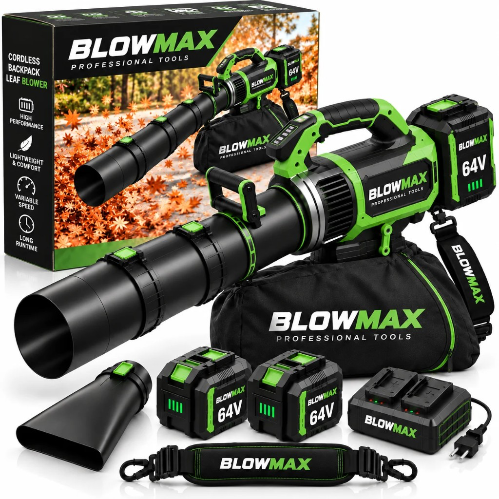 Kit completo BLOWMAX soffiatore a batteria con accessori