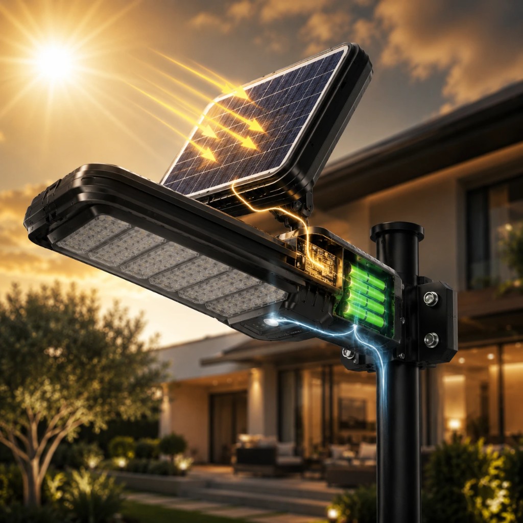 Tecnologia LuxoraCharge com céu nublado